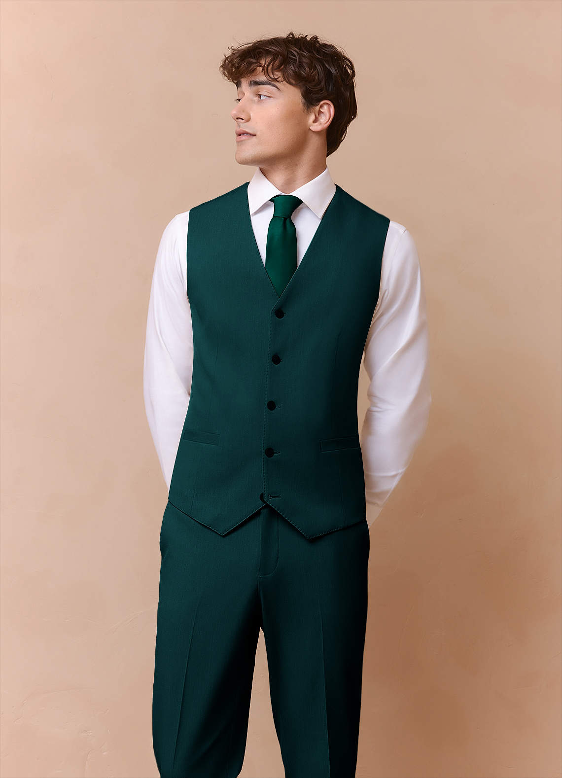 front James Pine Structured Stretch Suit Vest