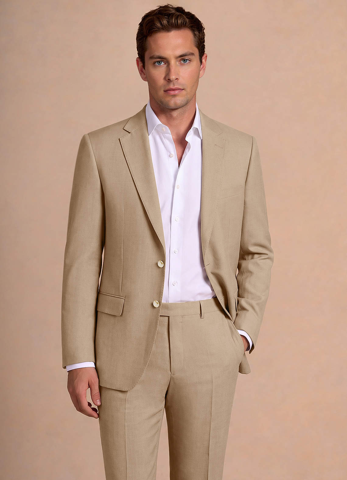 front Bennett Tan Wool Blend Suit Jacket