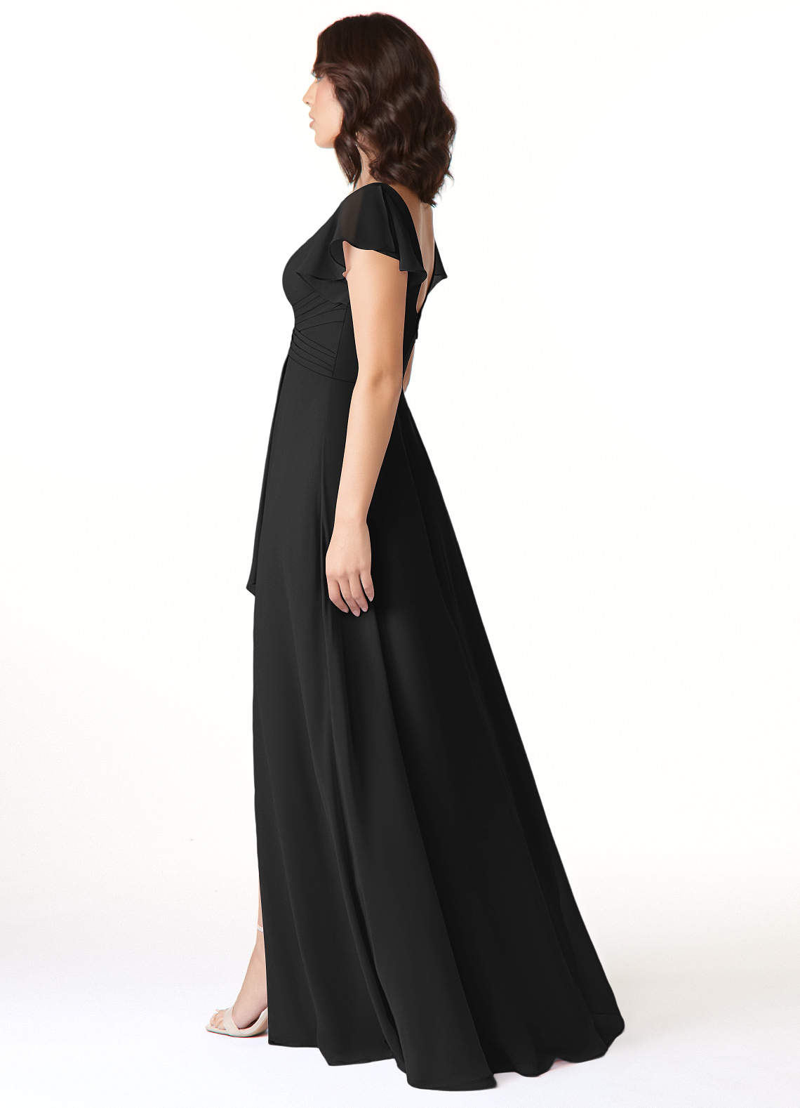 Azazie Omari Vestidos de madrinha de casamento Vestir Preto de Chiffon de Linha A image2