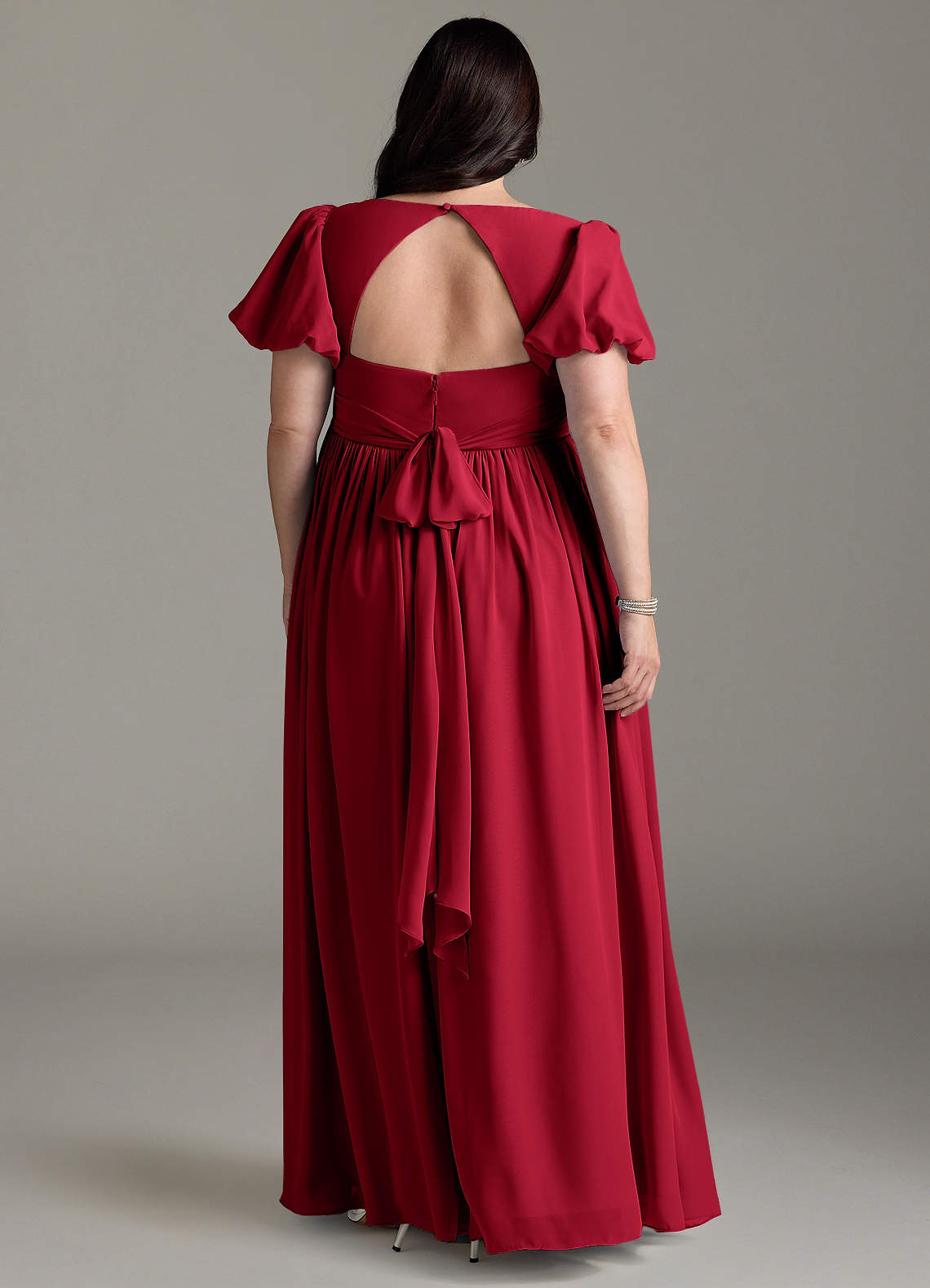 Azazie Madisynn Maternity Bridesmaid Dresses Bow Chiffon Floor-Length Dress image5