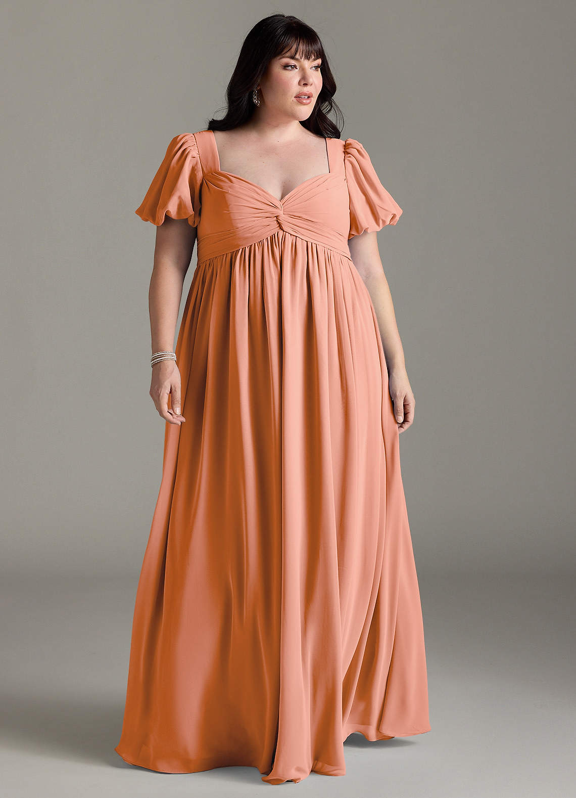 Azazie Madisynn Maternity Bridesmaid Dresses Bow Chiffon Floor-Length Dress image4