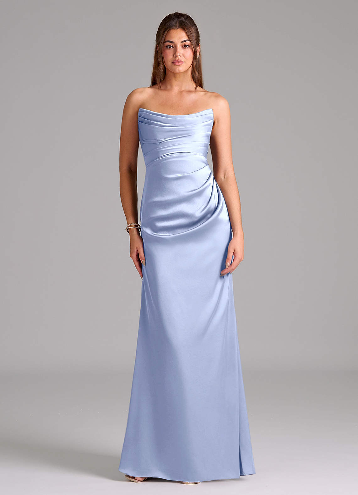 Azazie Lucille Robes de demoiselle d'honneur Robe Sirène Convertible en Satin extensible Sans bretelle Eis image1