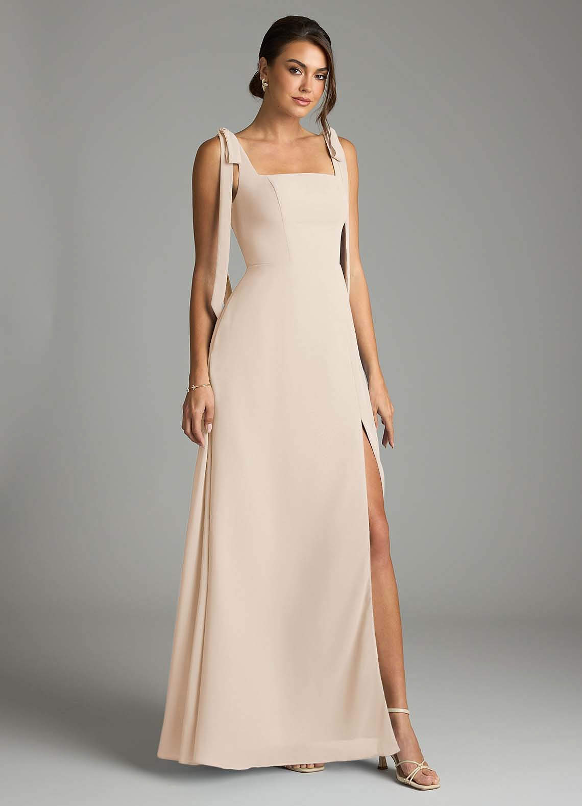 Azazie Plus Size A-Line Square Neck Floor-Length Chiffon Bridesmaid Dresses - White Alabaster Azazie Plus Size A-Line Square Neck Floor-Length Chiffon Bridesmaid Dresses - White Alabaster
