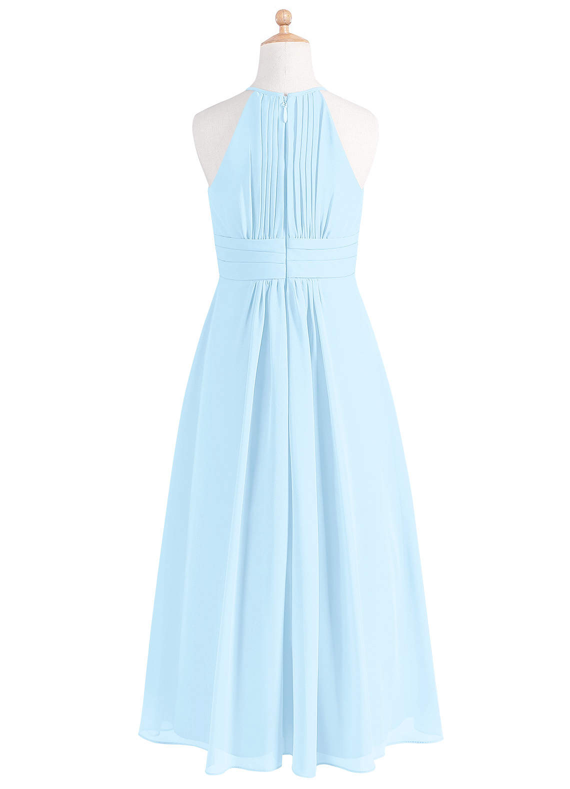 Azazie Bonnie Junior Sky Blue A-Line Pleated Chiffon Dress image5