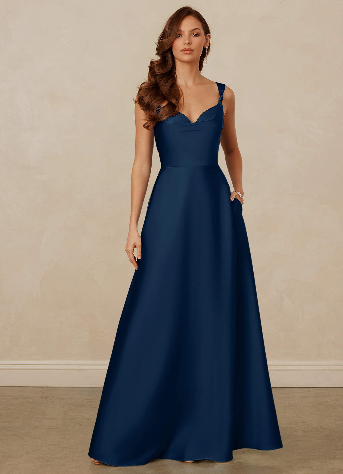 Christian Siriano Bridal for Azazie 1001 Bridesmaid Dresses Dark Navy A-Line Sweetheart Neckline Stretch Satin Dress image1