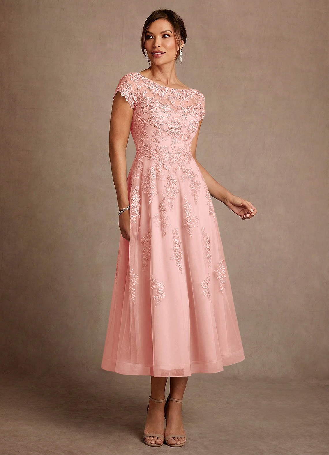 Azazie Jolanda Rosette A-Line Lace Dress | Azazie