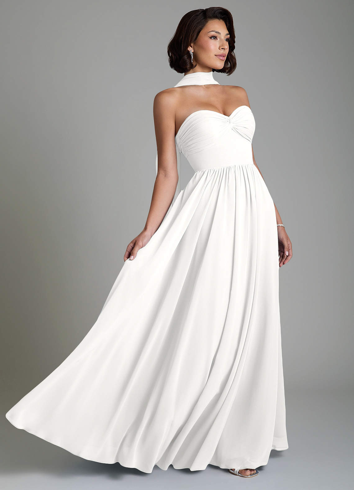Azazie Petra White Chiffon Bridesmaid Dresses | Azazie