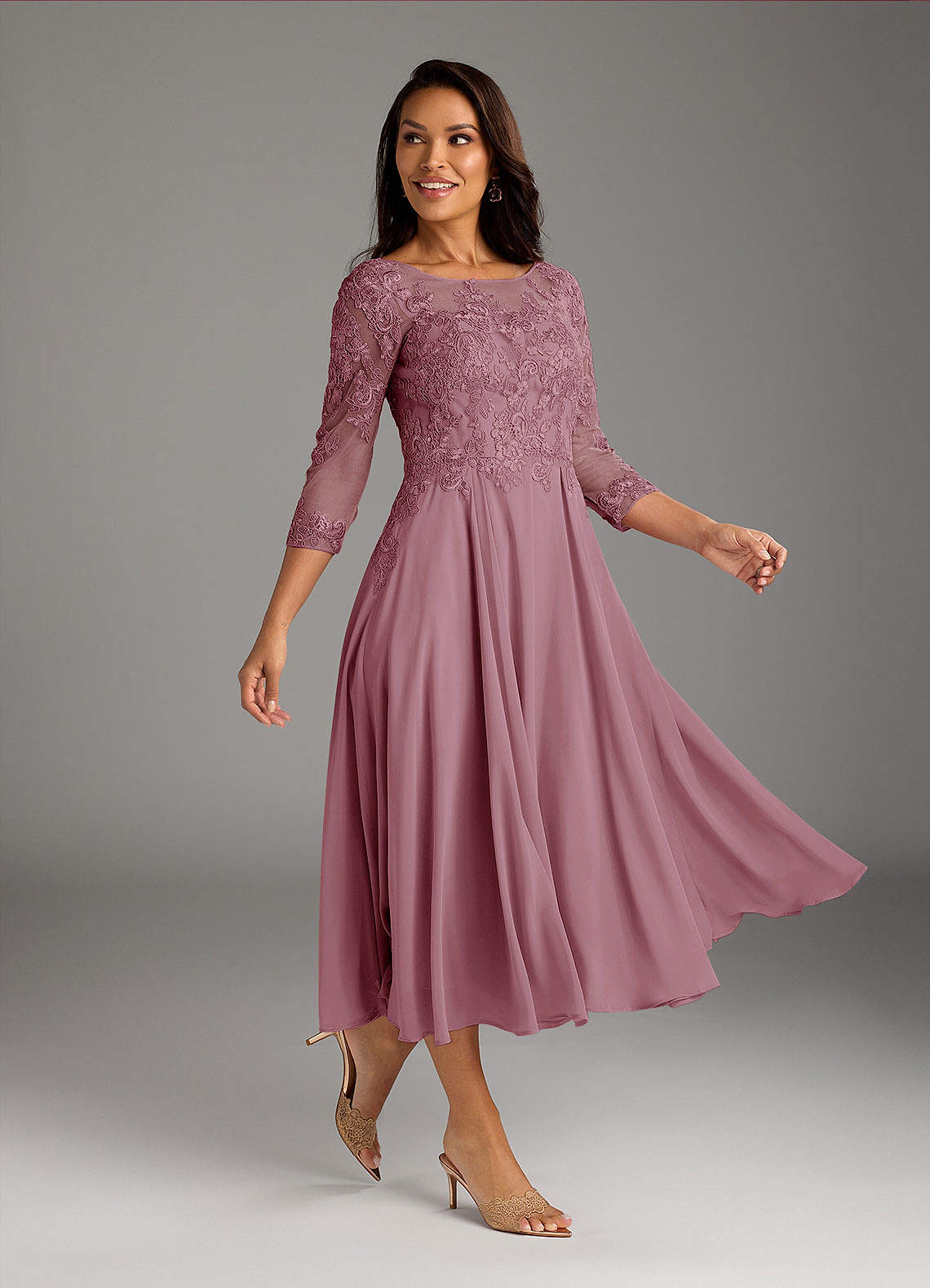 Azazie Marge Vintage Mauve A-Line Scoop Lace Chiffon Dress Azazie Marge Vintage Mauve A-Line Scoop Lace Chiffon Dress