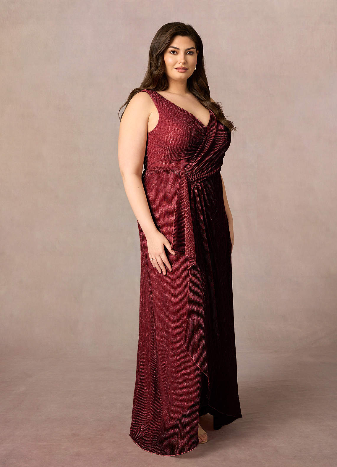 Azazie Tuscon vestidos de madre de la novia Vestido de Rubí de Malla Metálica de Corte en A con Volante image1