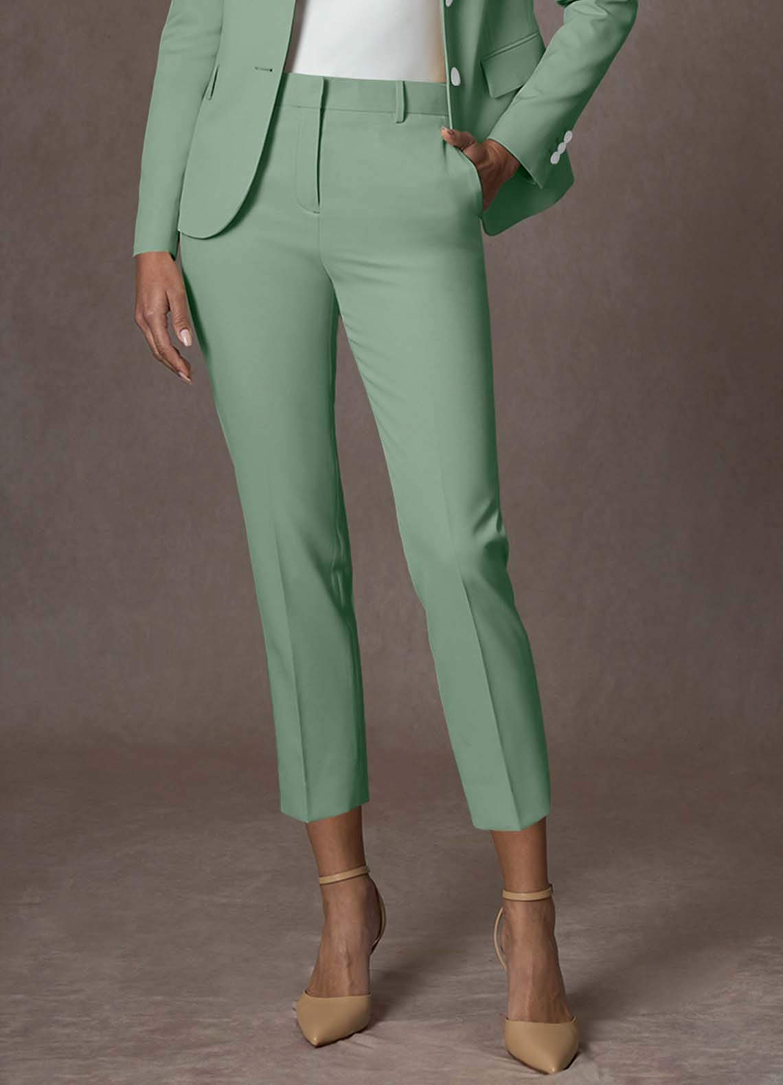 front Whitney 말차 구조화된 스트레치 크롭 드레스 팬츠