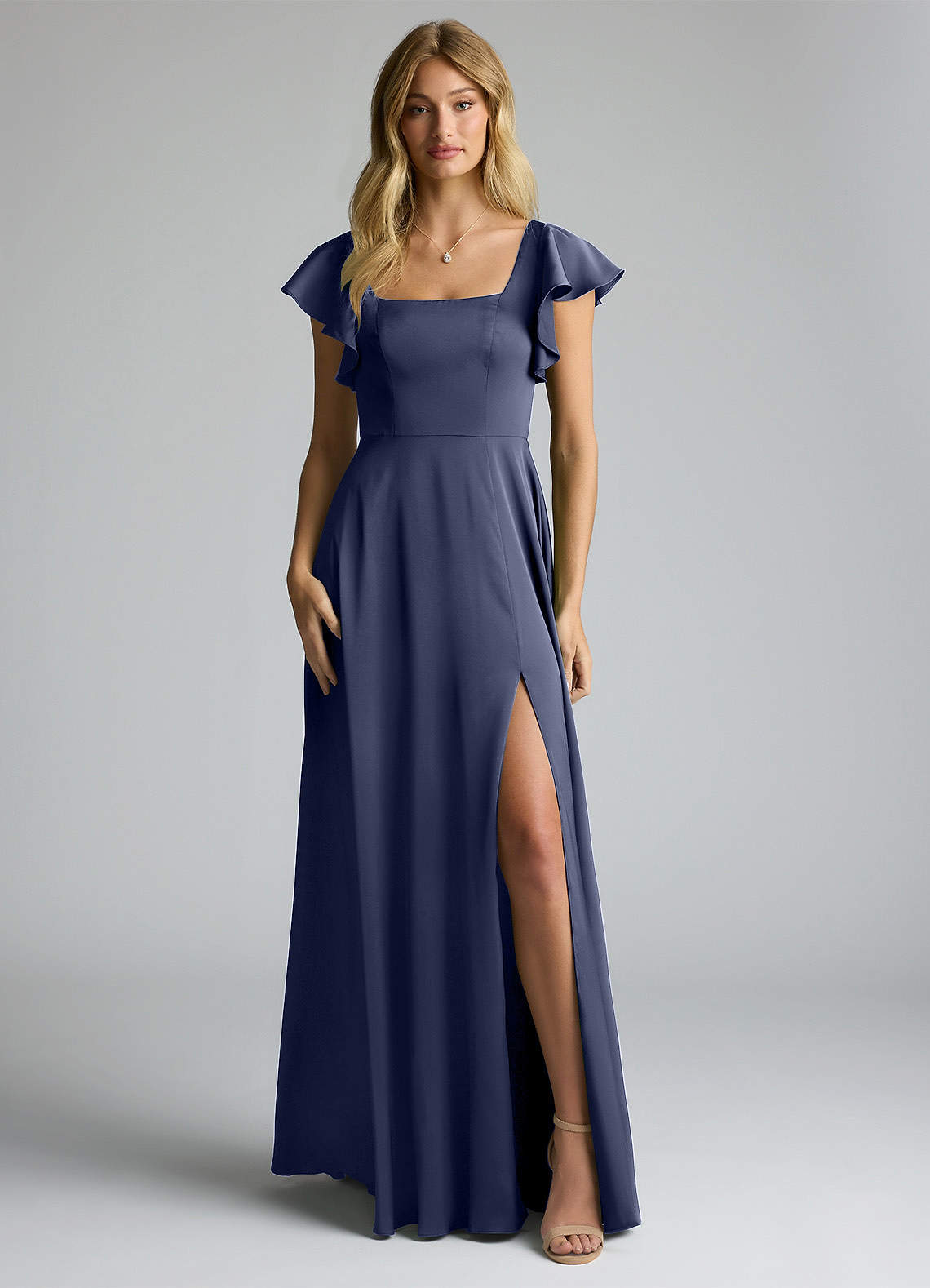 Azazie Bondi Bridesmaid Dresses Stormy A-Line Bow Stretch Satin Dress image8