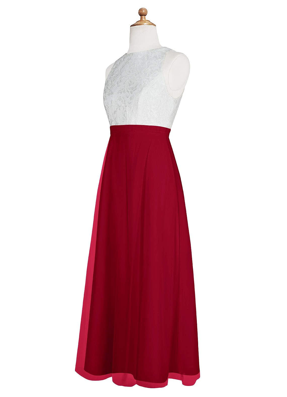 Azazie A-Line/Princess Scoop Neck Floor-Length Chiffon Junior Bridesmaid Dresses - Burgundy