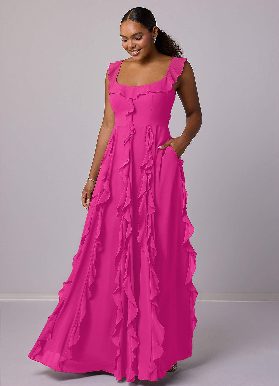 Barbie ♥ Azazie Bridesmaid Dresses A-Line Chiffon Floor-Length Dress with Pockets image6