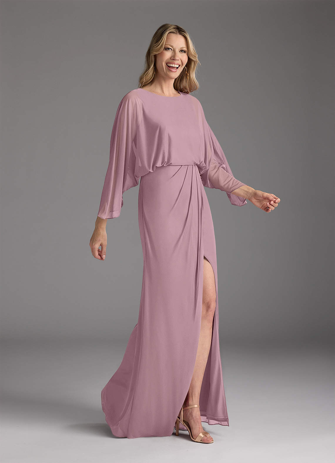 Dusty Rose Azazie Ysabella Dusty Rose Mermaid Pleated Mesh Dress | Azazie