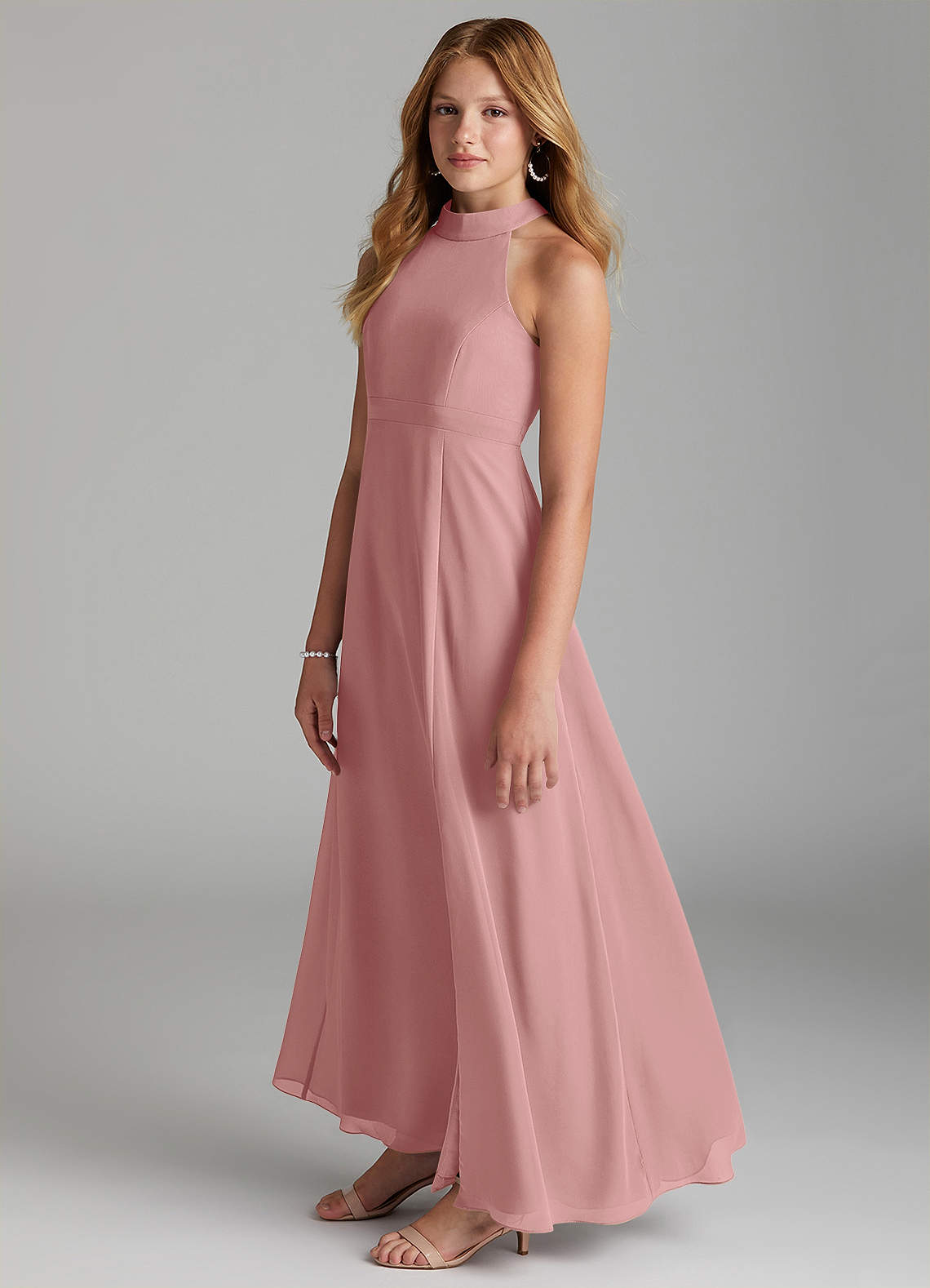 Rosa Polvorienta Azazie Clarice Junior vestidos de dama de honor