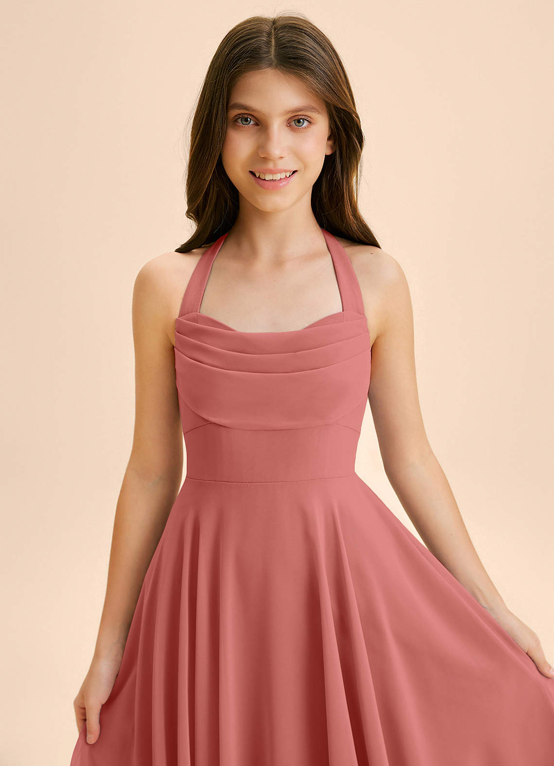Azazie Kady Junior Antique Rose A-Line Sweetheart Neckline Chiffon Dress image5