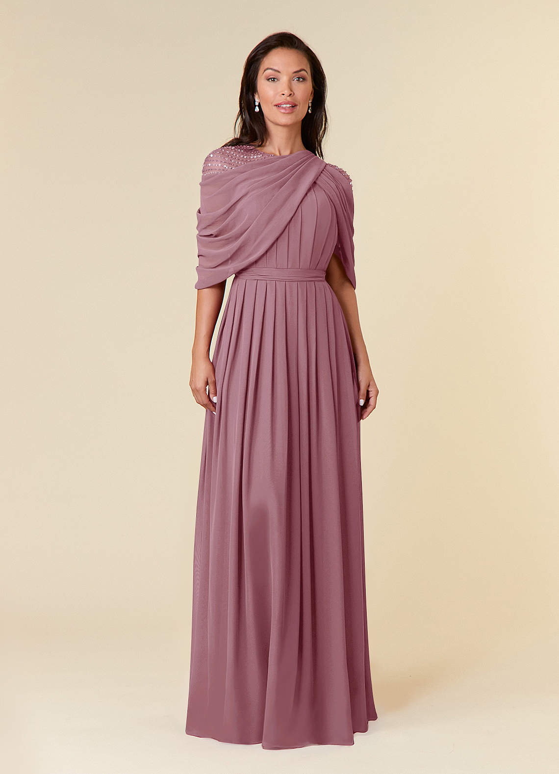 Azazie Olena Mother of the Bride Dresses Vintage Mauve A-Line Sequins Chiffon Dress image1