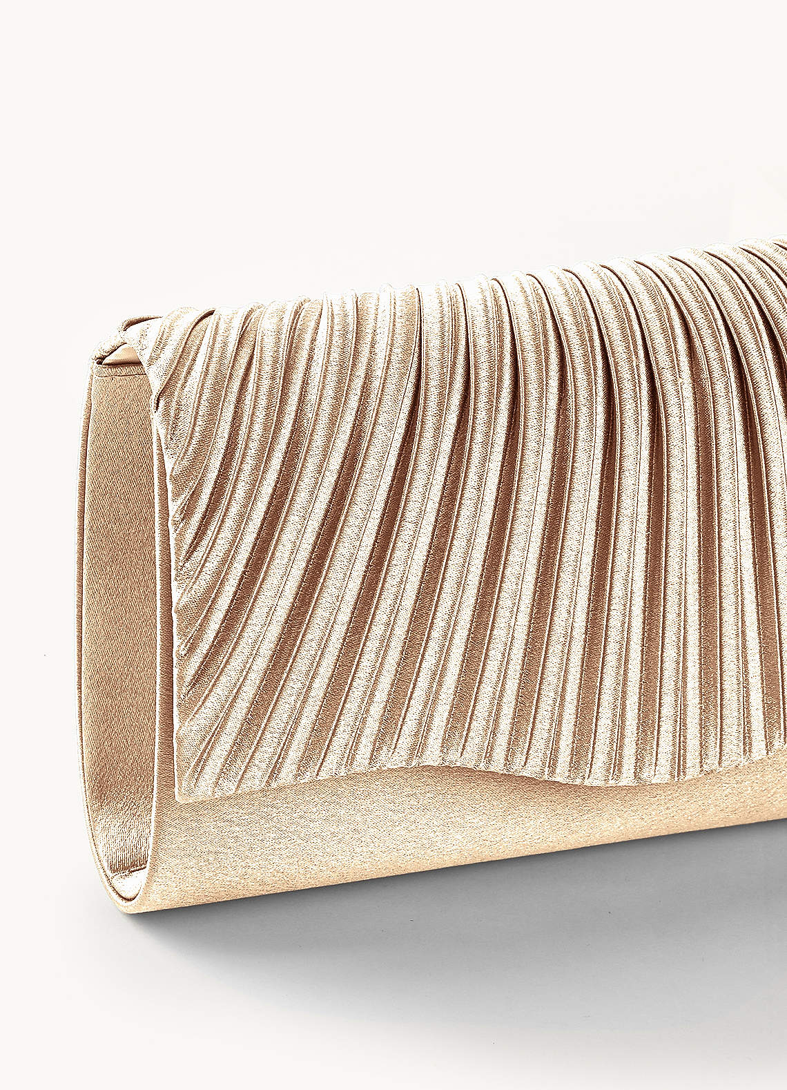 front Matching Color Pleated Metallic Satin Envelope Clutch
