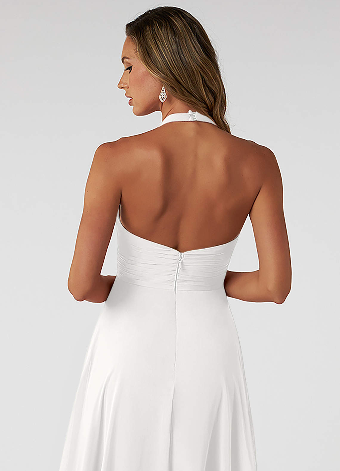 Azazie Tessie Bridesmaid Dresses White A-Line Pleated Chiffon Dress image3
