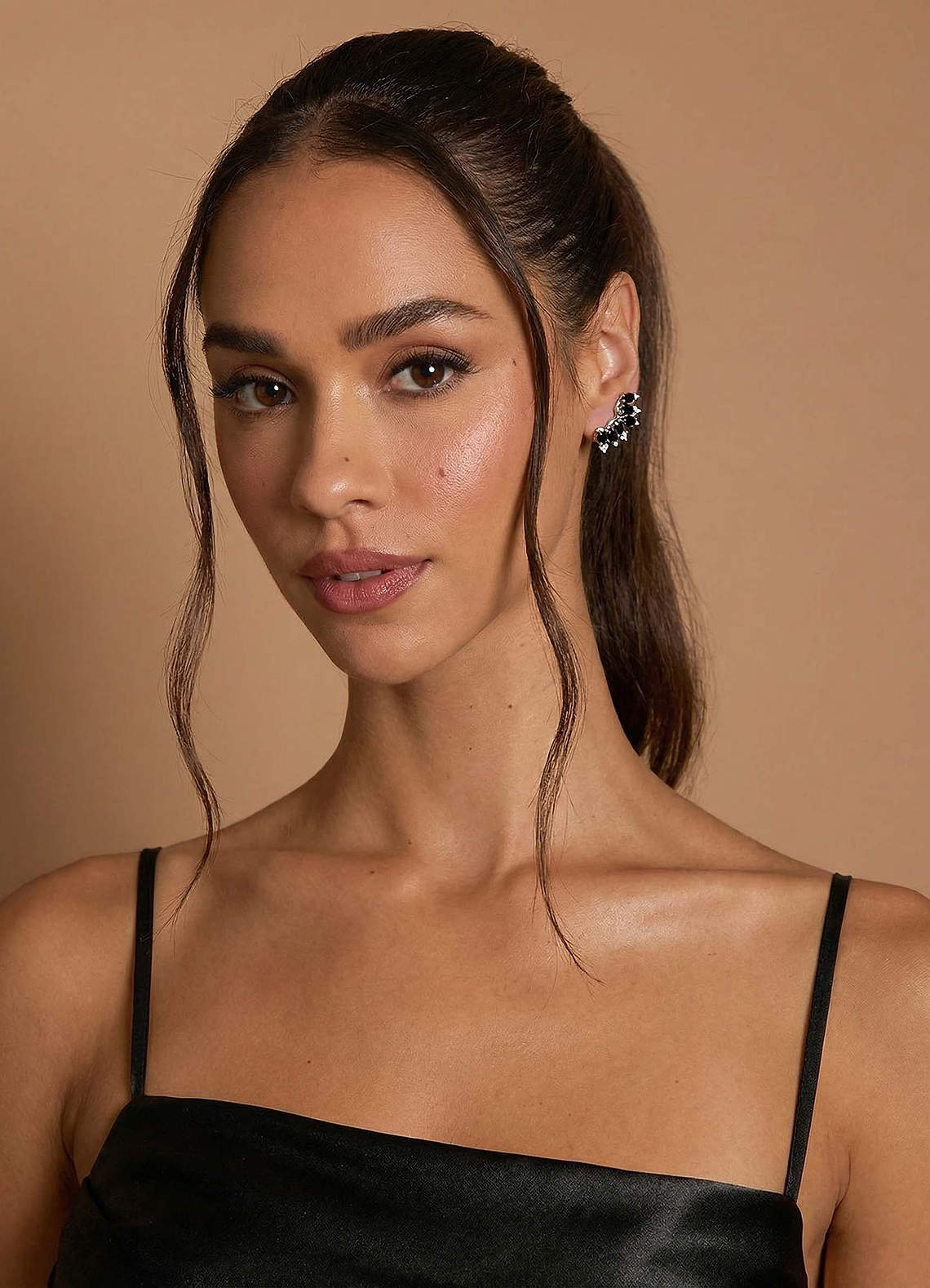 front Örhängen med färgade kristallkonstellationer