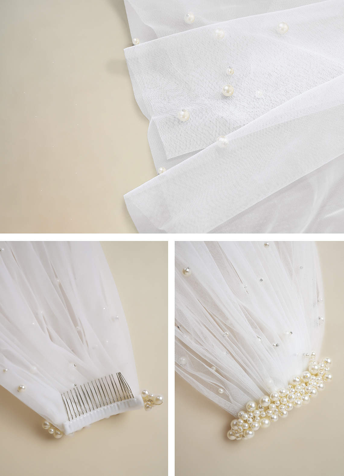 front Quin Pearl Chapel Length Veil