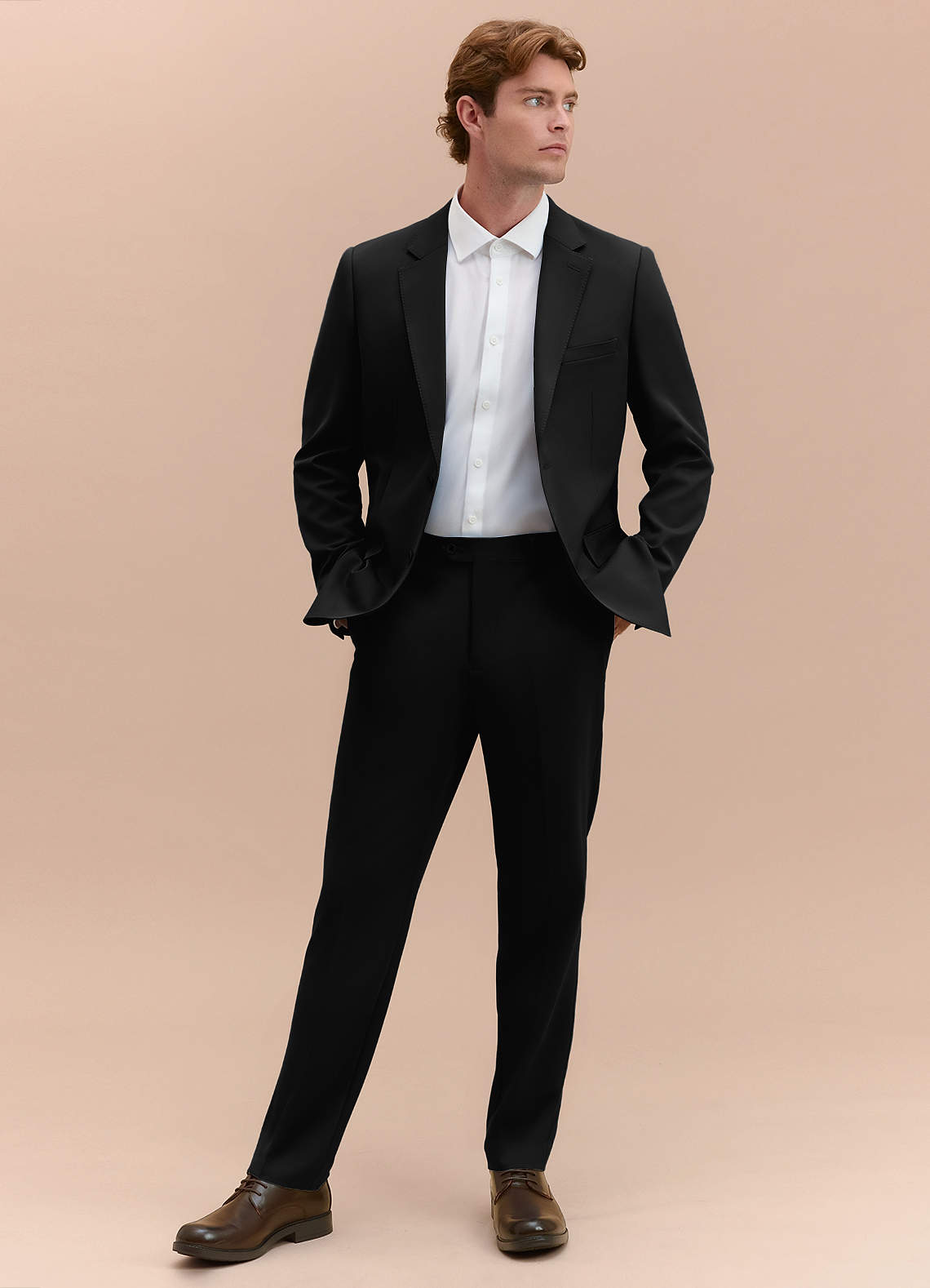 front James Black Structured Stretch Suit