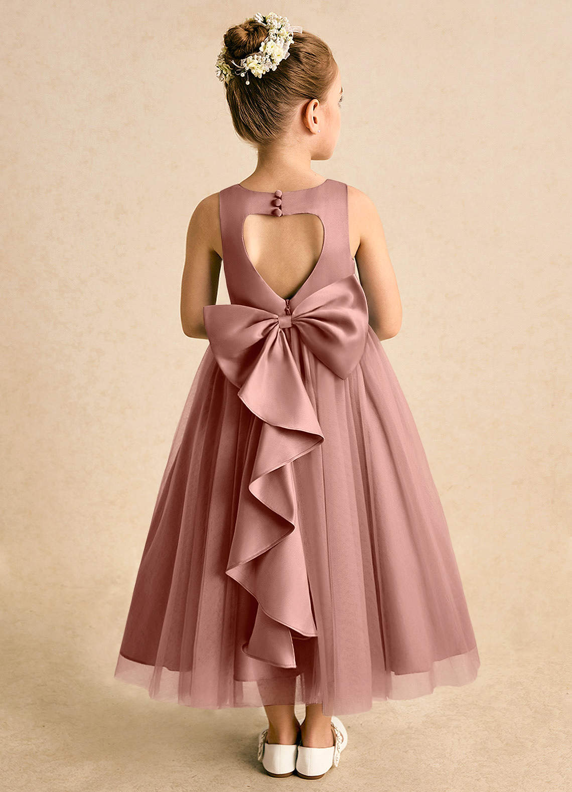 Azazie Solia Flower Girl Dresses Cedar Rose Ball-Gown Bow Tulle Dress image1