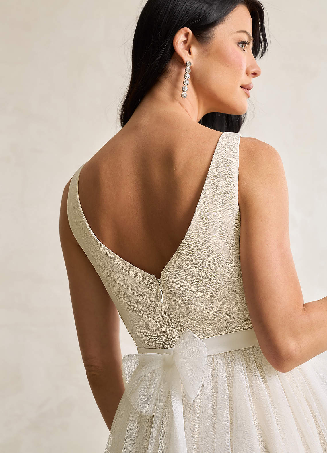 Azazie Windsor Wedding Dresses Diamond White Champagne A-Line Bow Tulle Dress image5