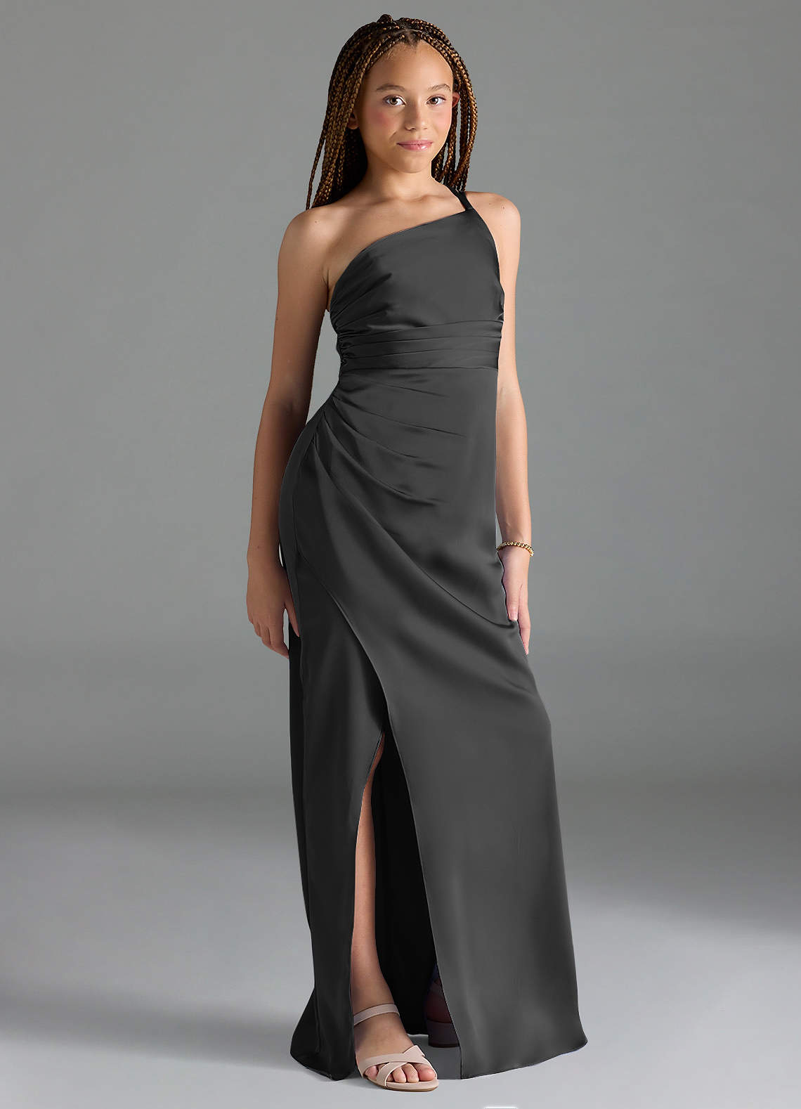 Azazie Eren Junior Klä av Tubklänning i Stretch Satin Plisserad image3