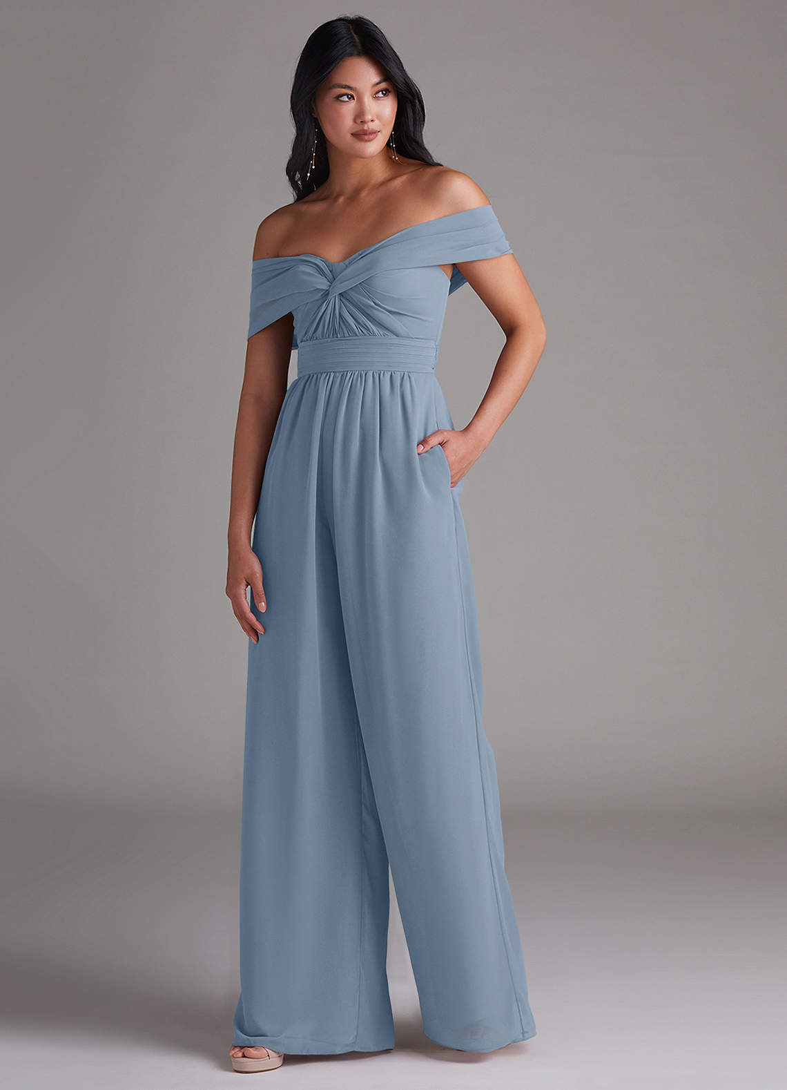 Azazie Lamara Dusty Blue Bridesmaid Dresses | Azazie