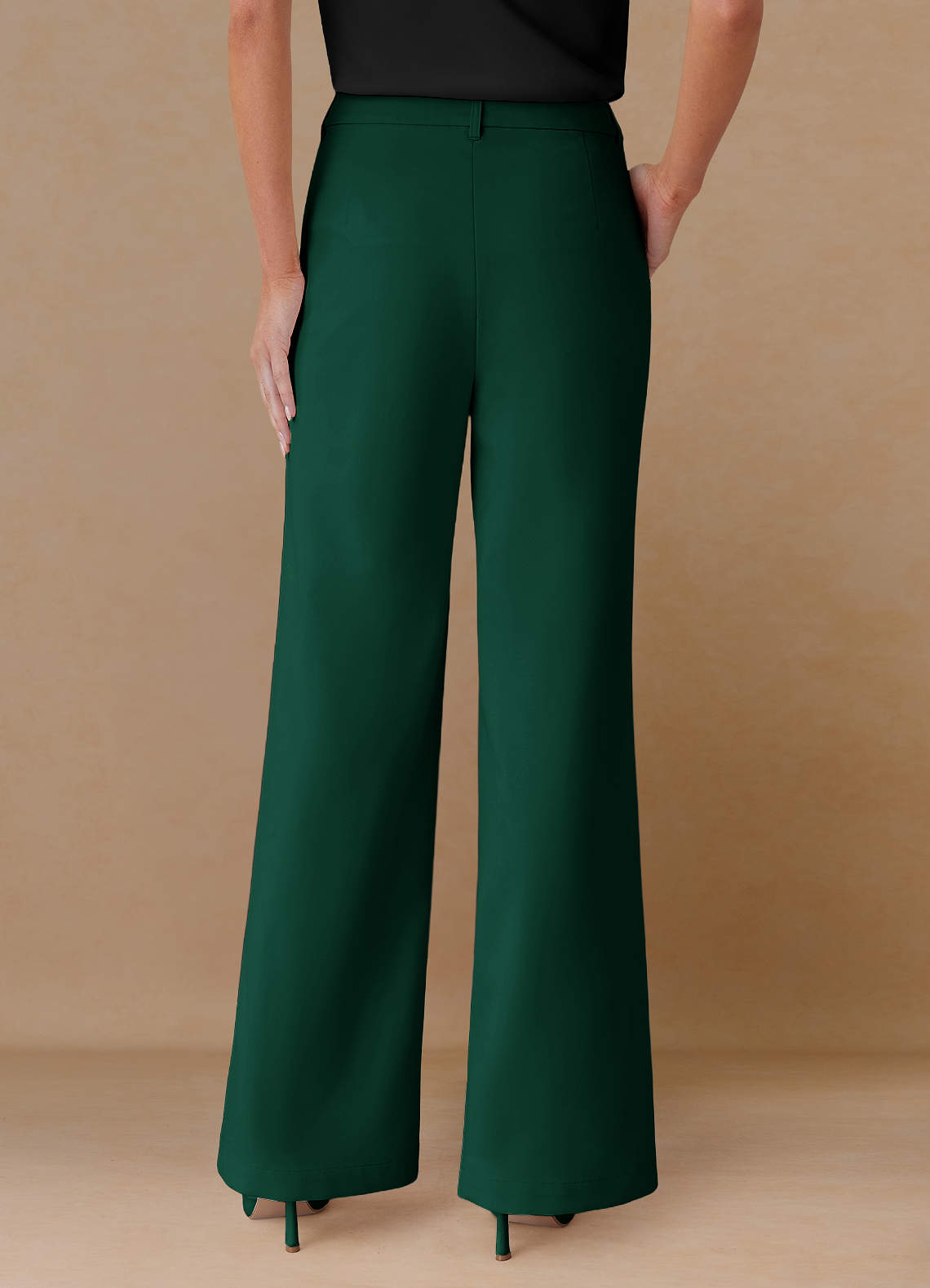 front Marina émeraude Pantalon droit en tissu raffiné