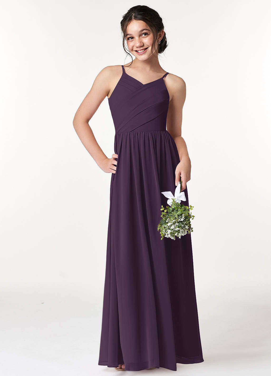 Plum Azazie Cora JBD Junior Bridesmaid Dresses Azazie