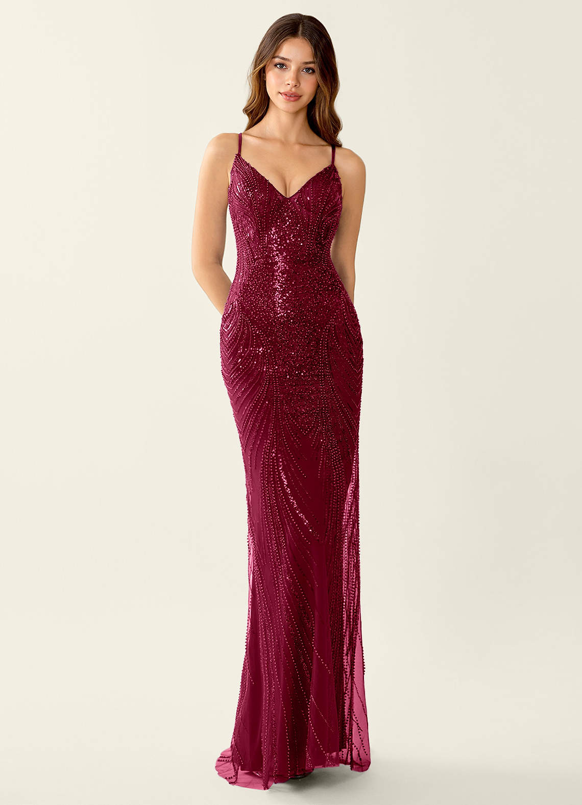 Magnolia Burgundy Sequins Mermaid Maxi Dress