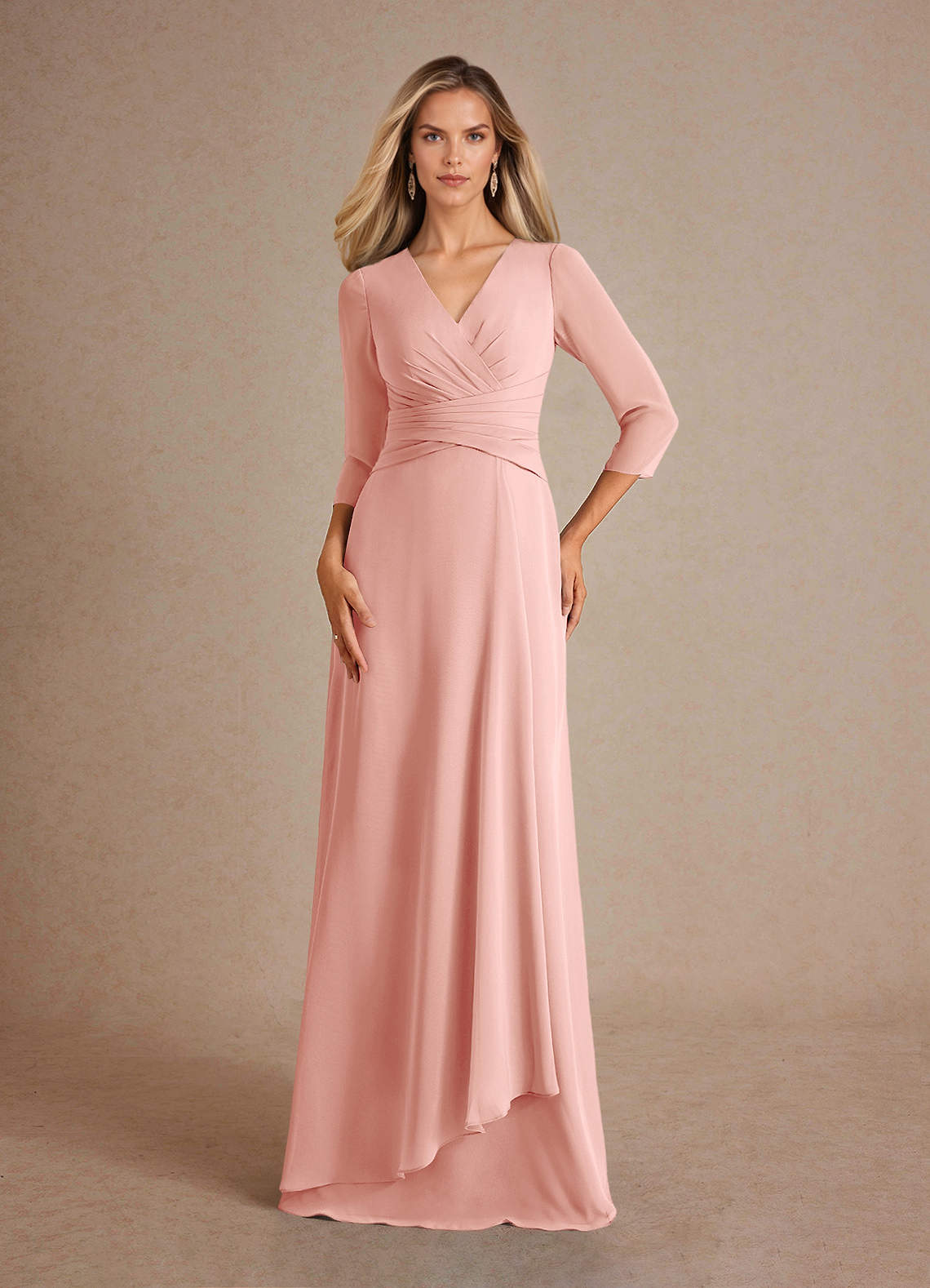 Azazie Mayfield Abiti per la Madre della Sposa Abito A-Line in Chiffon Plissettato Rosetta image1