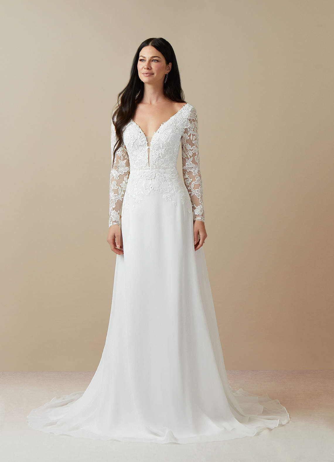 Azazie Fleur Wedding Dresses Diamond White A-Line Sequins Chiffon Dress image1