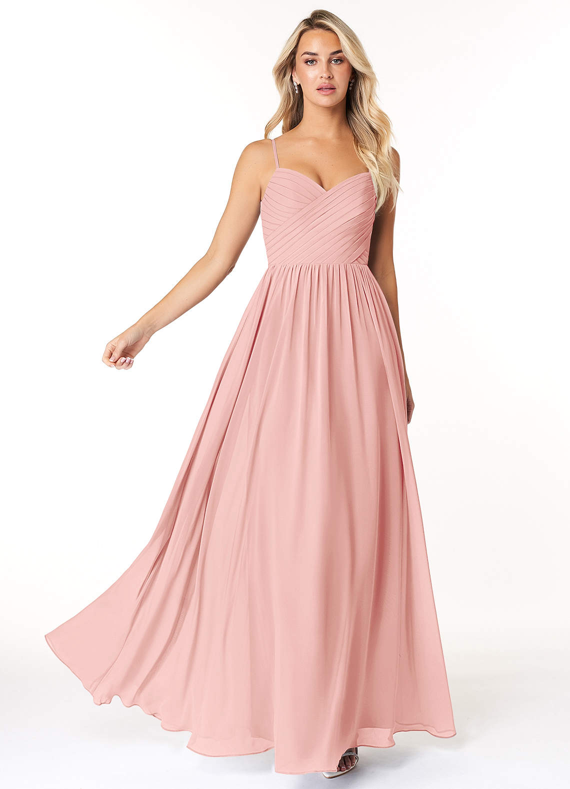 a-line sweetheart floor length tiered chiffon bridesmaid dress A-line Sweetheart Floor Length Chiffon Bridesmaid Dresses US14 / As Picture main image 1