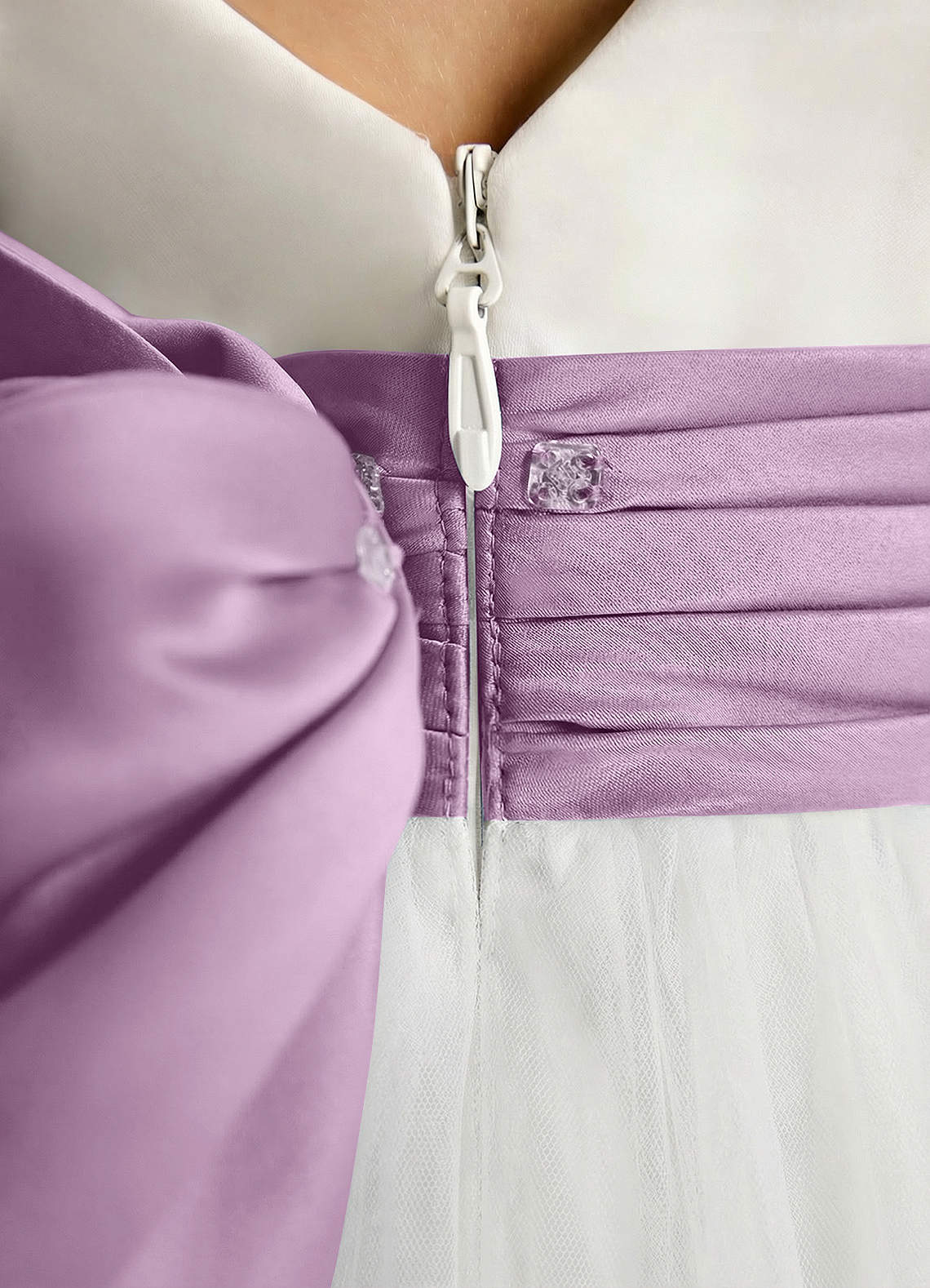 Azazie Sosie vestidos de niña de las flores Vestido de Marfil Wisteria de Tul de Corte en A con Plisado image4