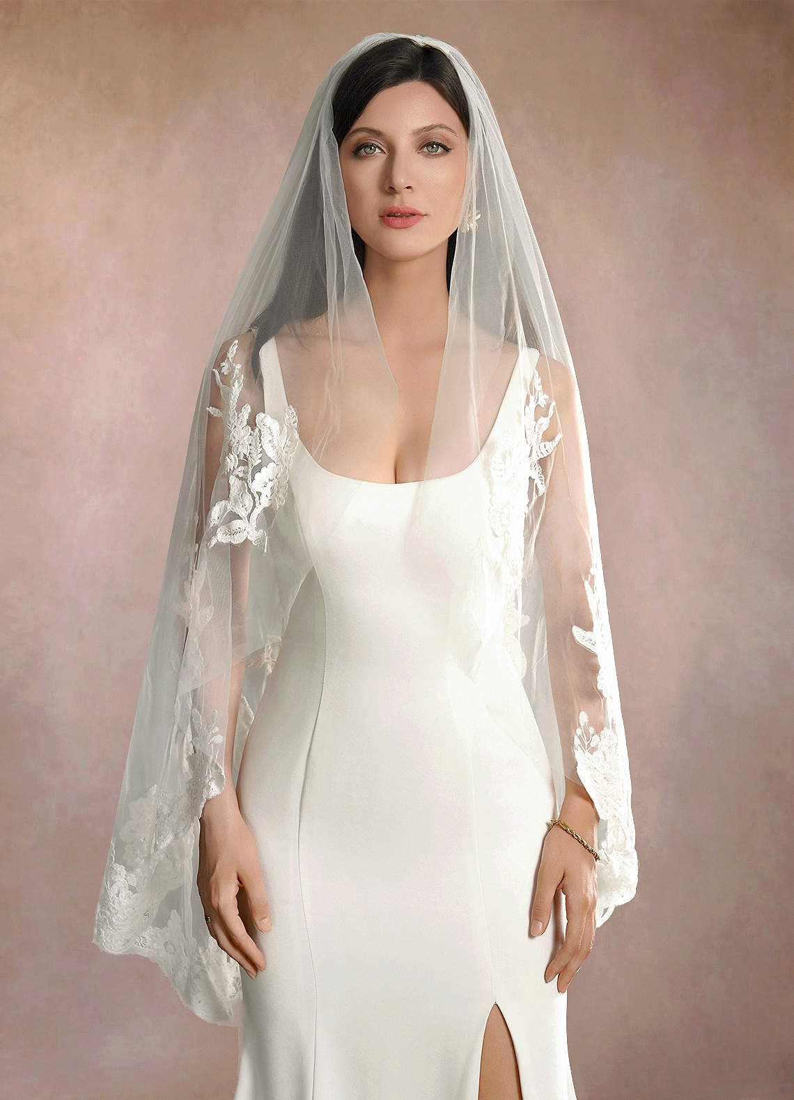 front Charity Lace Fingertip Veil
