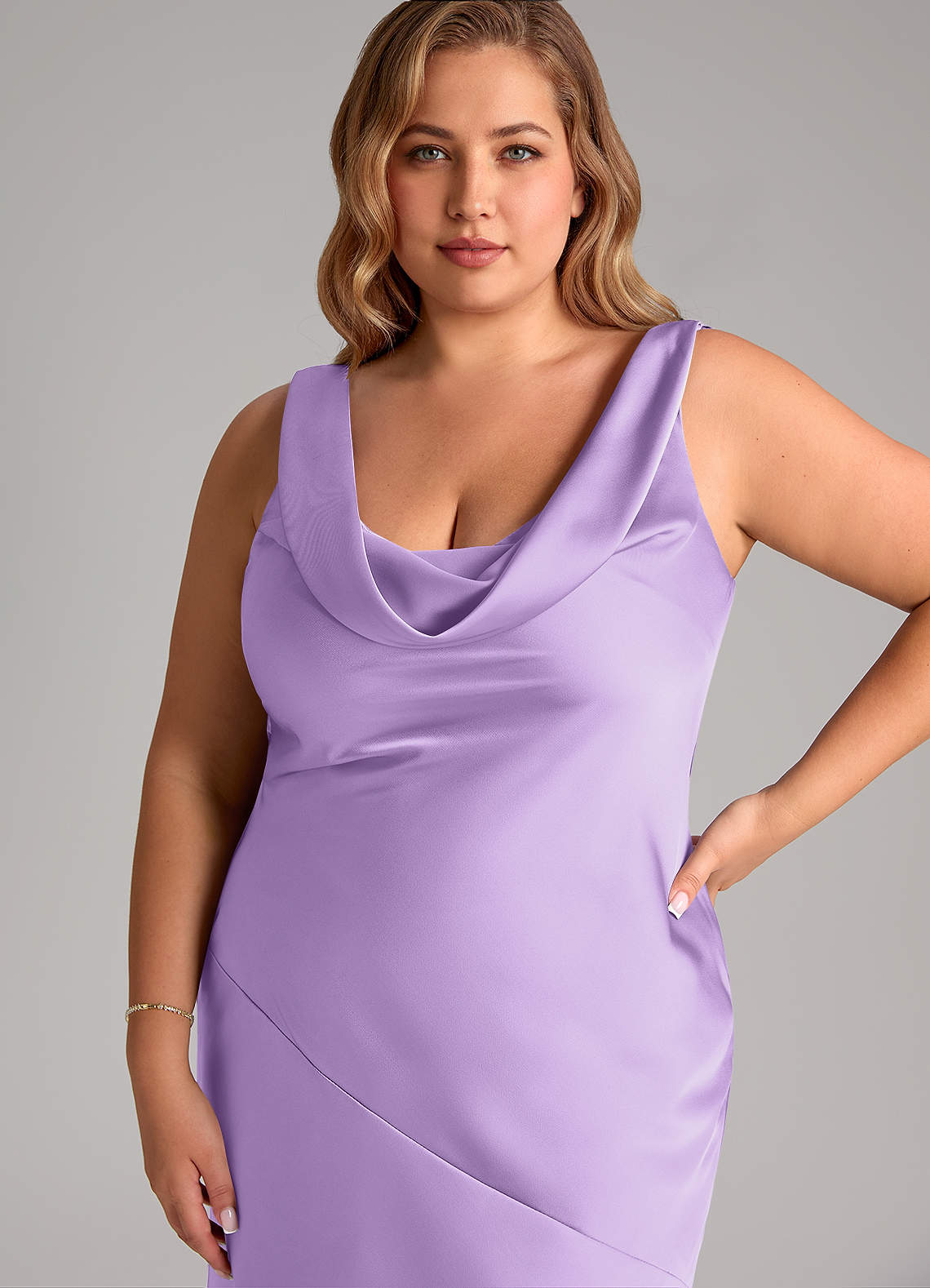 Azazie Rylina Bridesmaid Dresses Lilac Mermaid Stretch Satin Dress image10