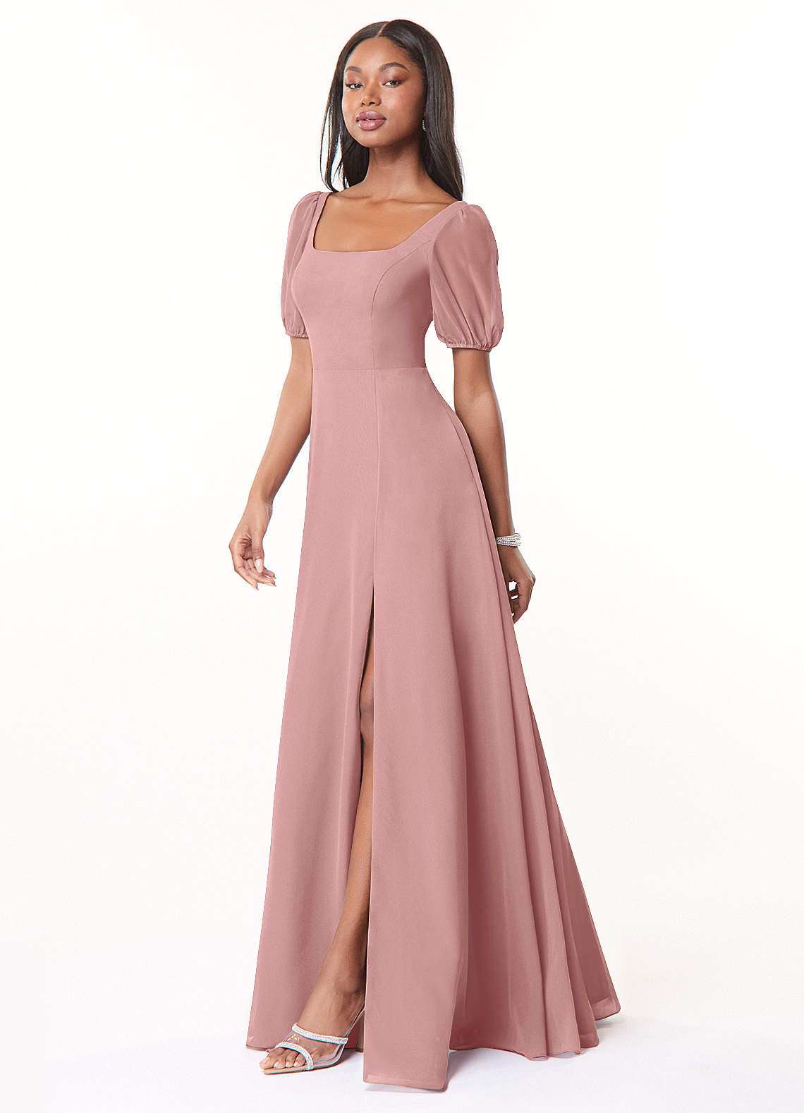 Azazie Alani Dusty Rose Chiffon Bridesmaid Dresses | Azazie