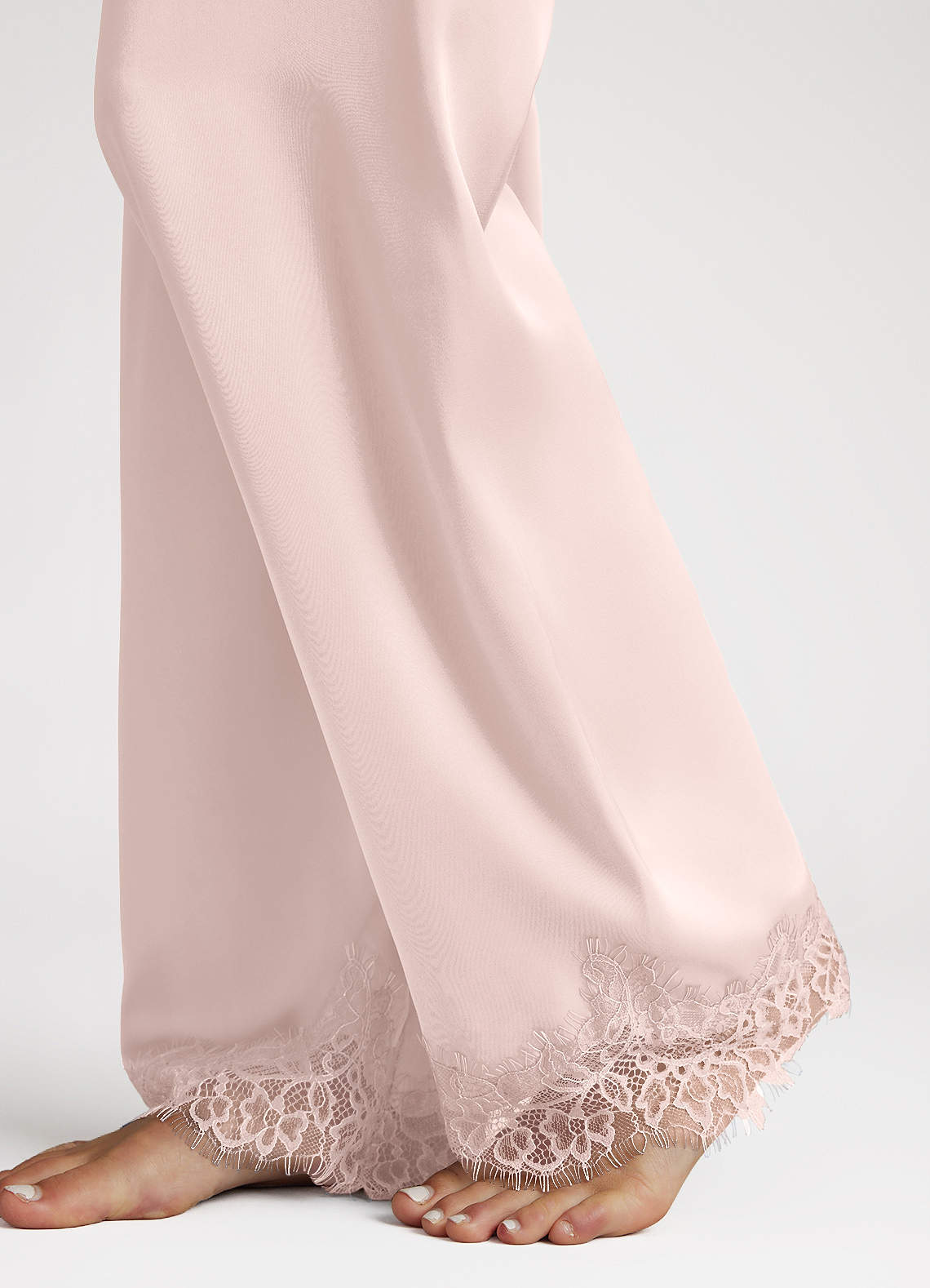front Lace and Satin Cami and Pants Pajama Set