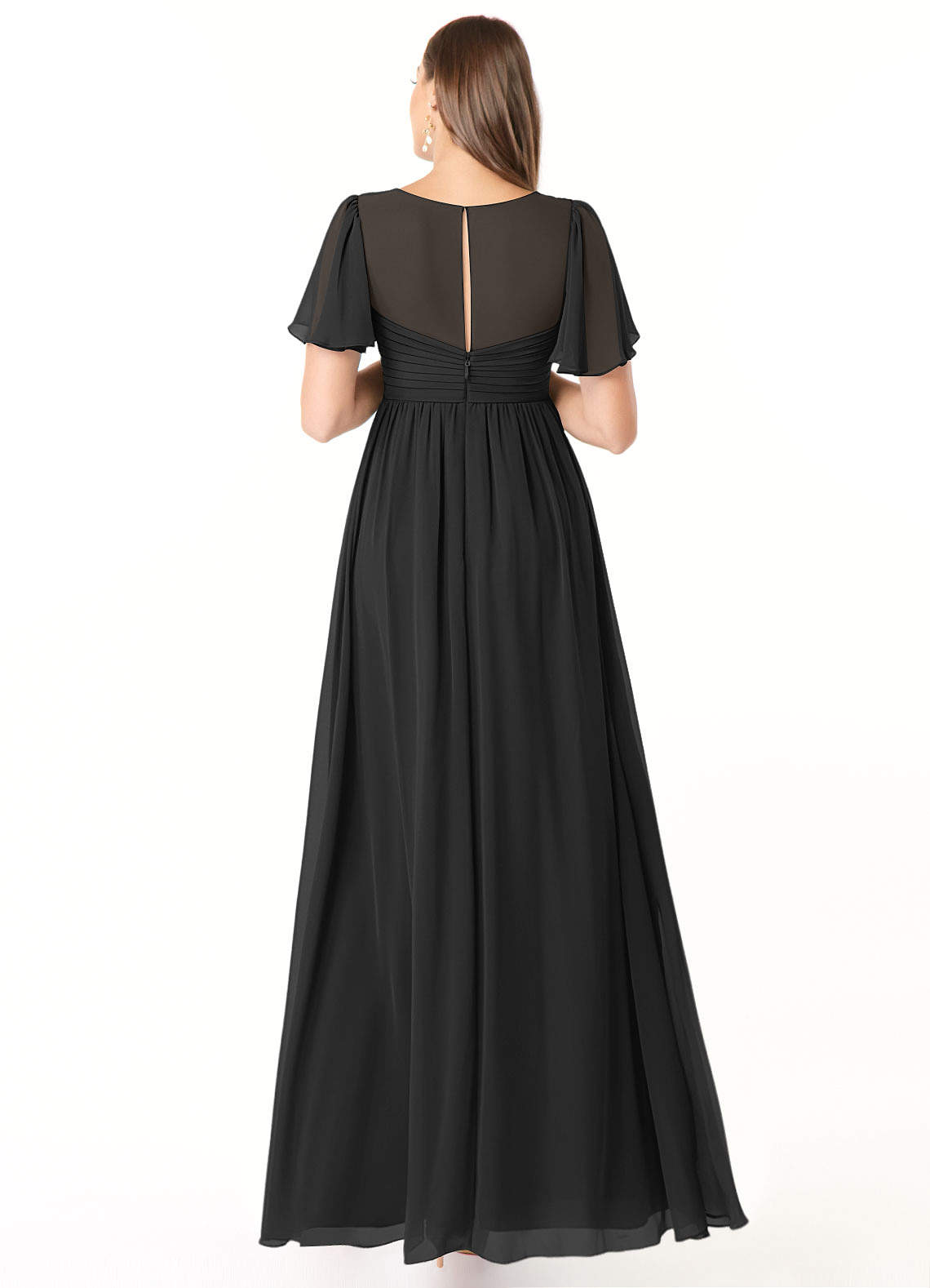 Azazie Verna Maternity Bridesmaid Dresses A-Line V-Neck Ruched Chiffon Floor-Length Dress image1