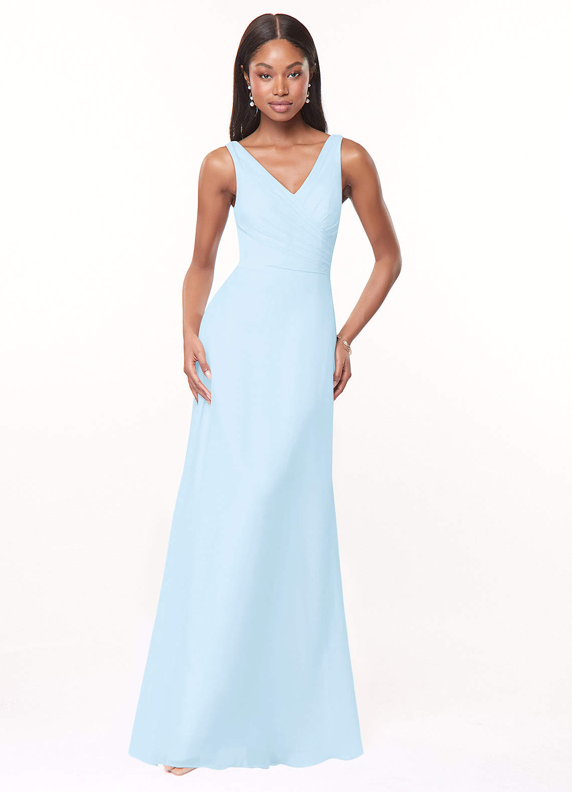 Azazie Nala Bridesmaid Dresses Sky Blue A-Line Pleated Chiffon Dress image1