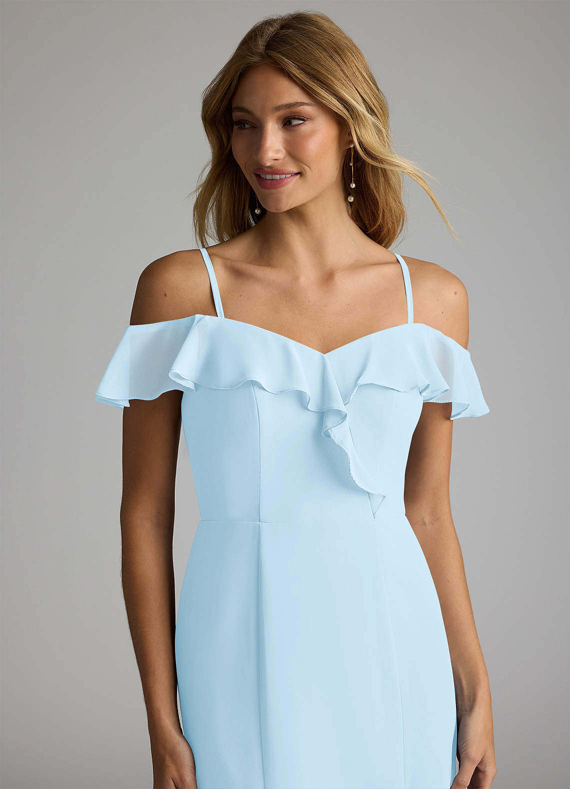 Azazie Sophie Ready to Ship Sky Blue Chiffon Bridesmaid Dresses | Azazie