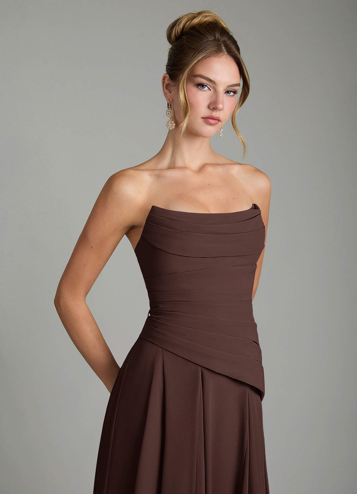 Azazie Gabriela Bridesmaid Dresses Ganache A-Line Corset Chiffon Dress image9