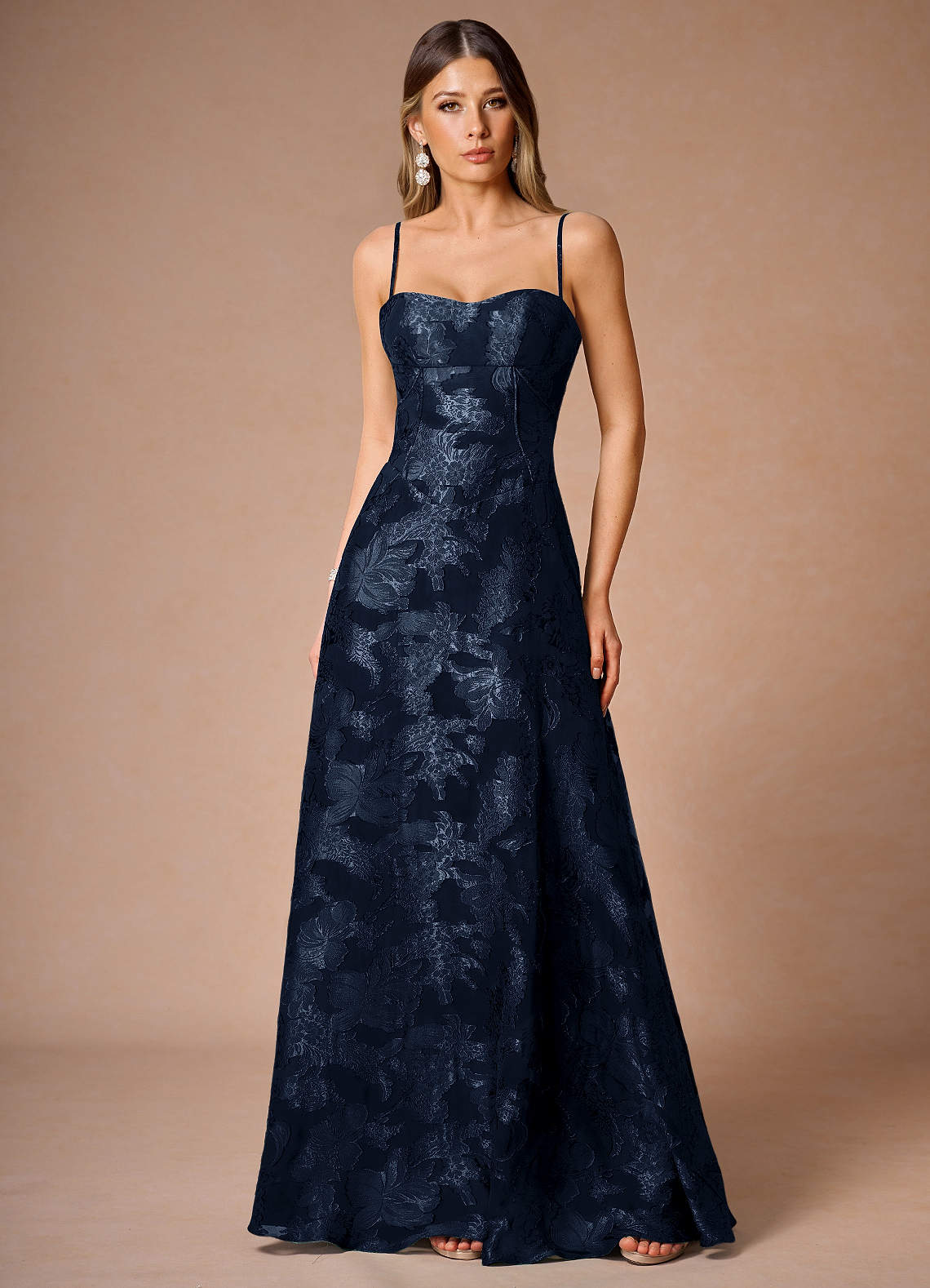 Hollis Navy Lace Back Maxi Dress | Azazie