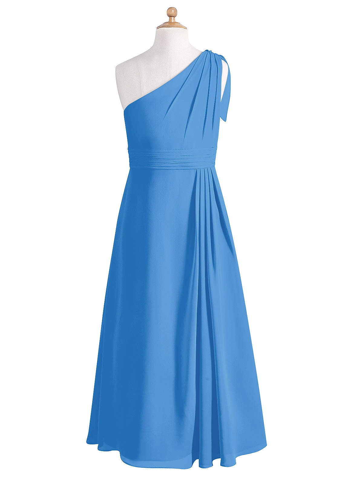 Azazie Cleo Junior Bridesmaid Dress in Blue Jay Azazie