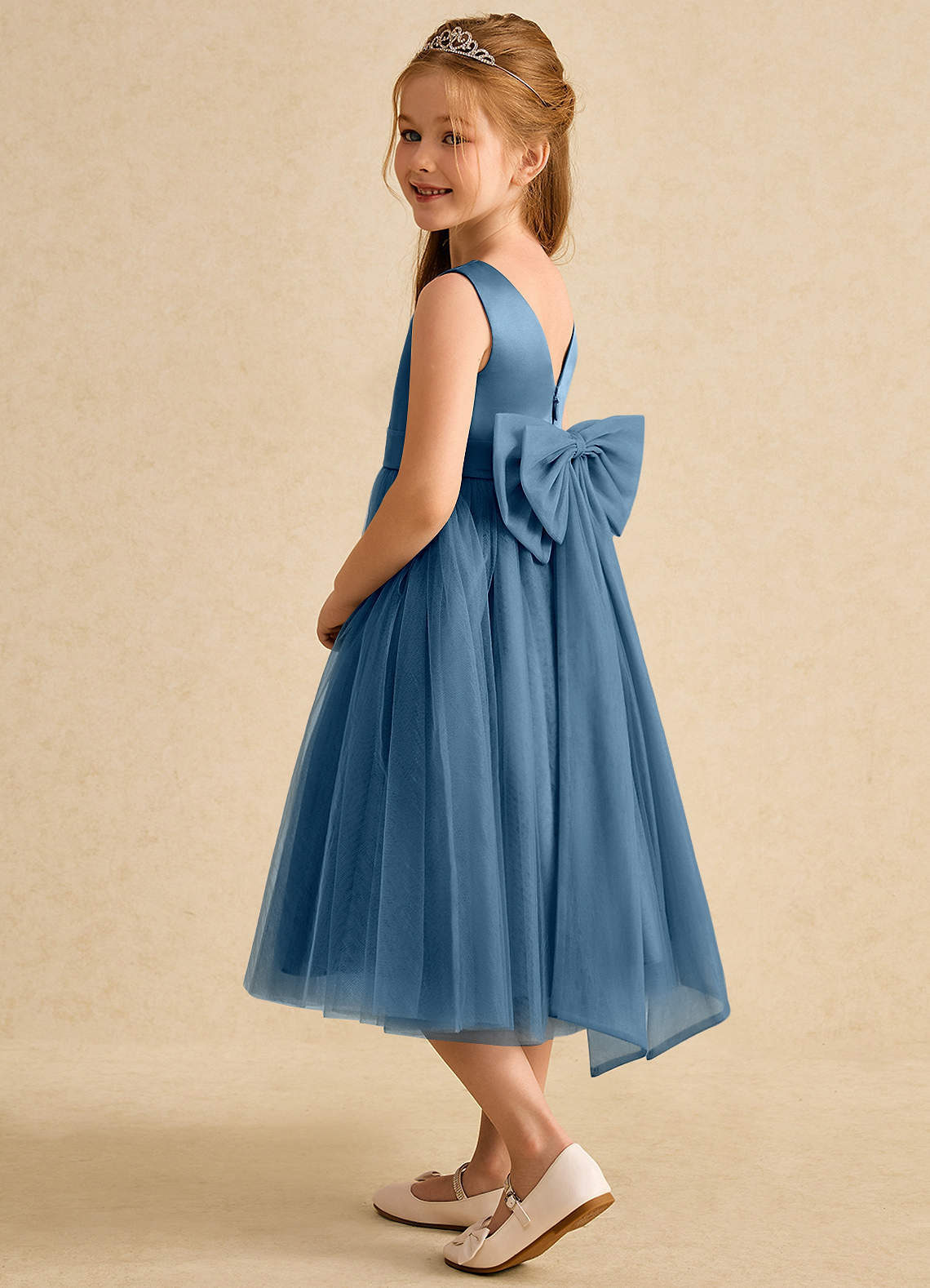 Azazie Winnie Robe Demoiselle D'honneur Fillette Robe Princesse en Tulle Arc Bermude image4