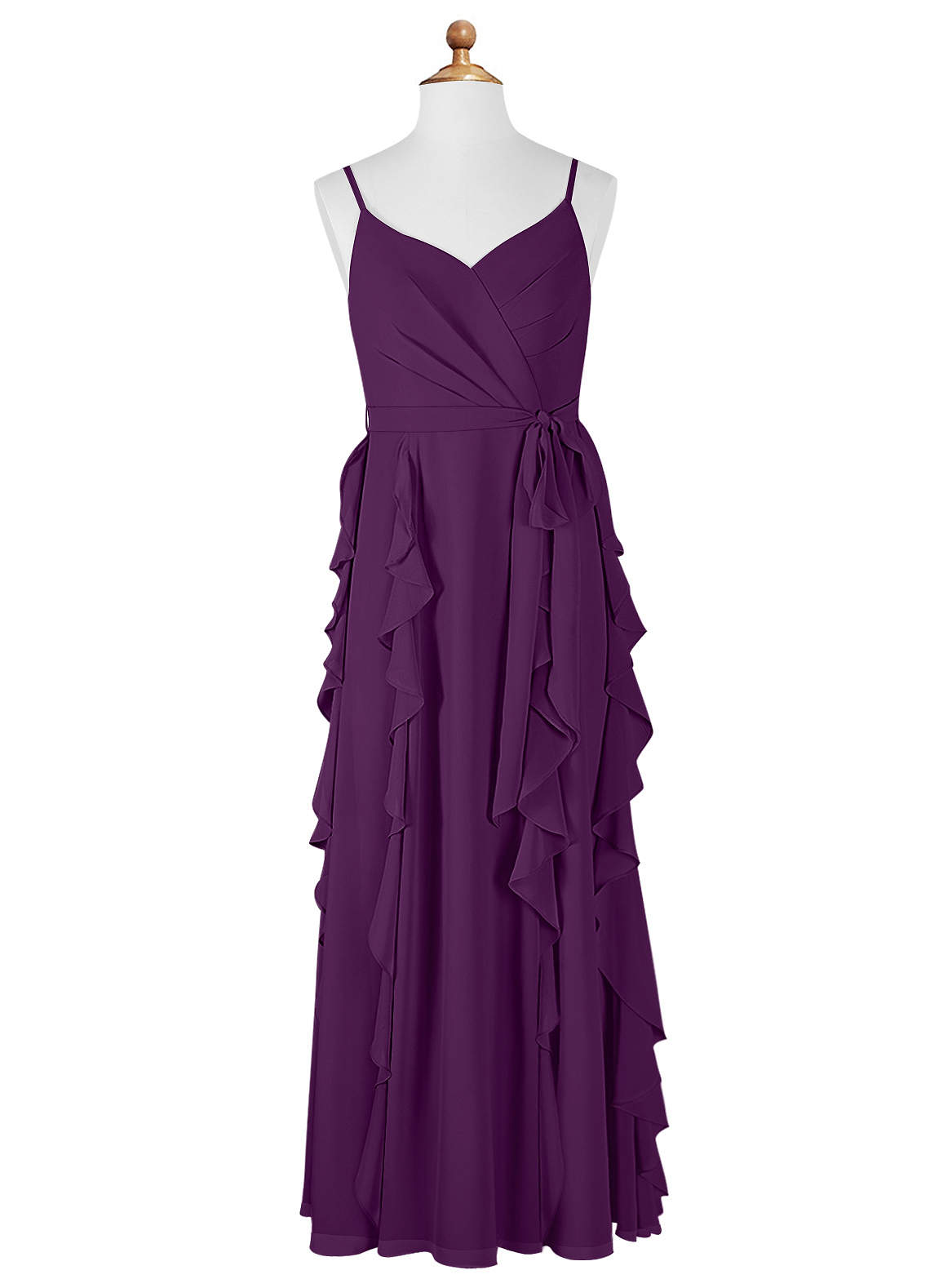 Azazie Peyton Junior Linia A Pofałdowany Szyfon Długość podłogi Młodsza druhna Sukienka image5