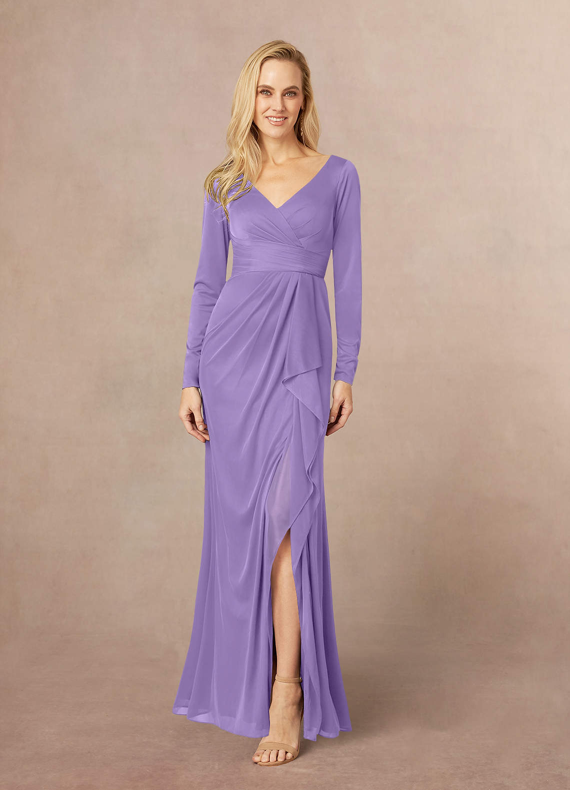 Azazie Risa Mother of the Bride Dresses Tahiti Mermaid V-Neck Pleated Mesh Dress image1
